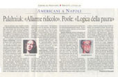 Americani a Napoli, Palahniuk:"Allarme ridicolo"